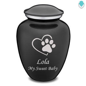 Large Embrace Charcoal Single Paw Heart Pet Cremation Urn