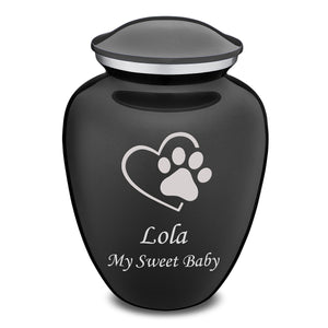 Large Embrace Charcoal Single Paw Heart Pet Cremation Urn