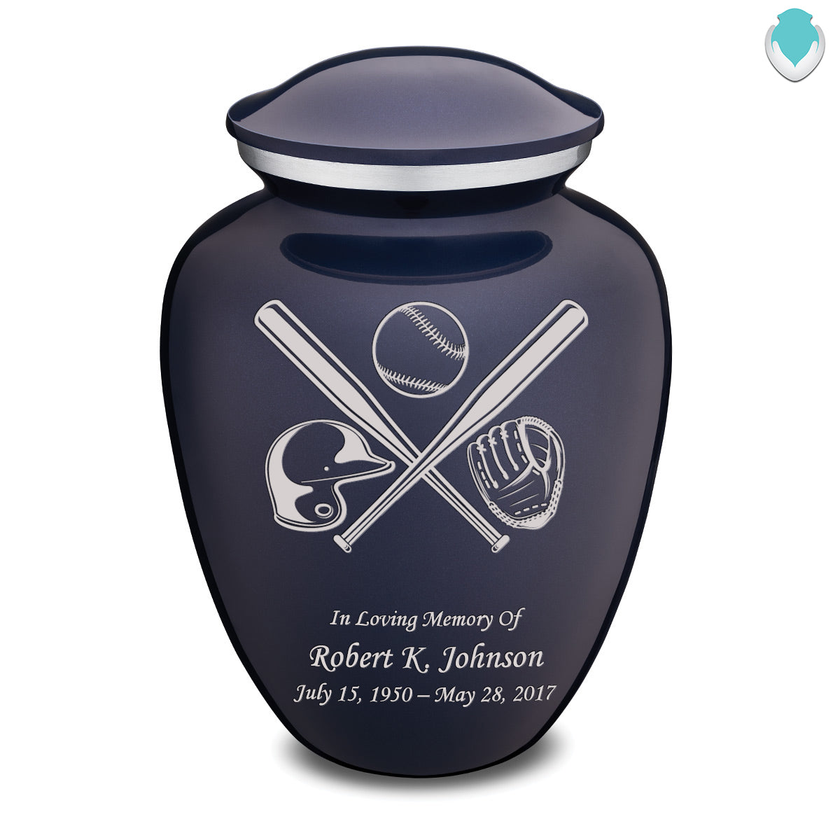 Adult Embrace Cobalt Blue Baseball Cremation Urn