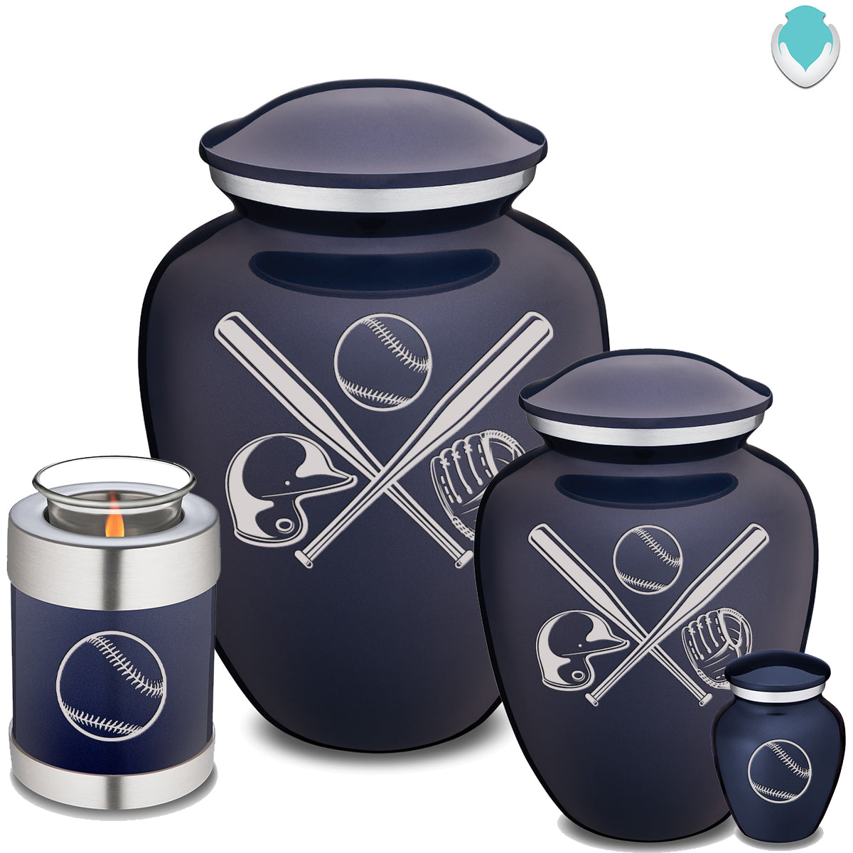 Medium Embrace Cobalt Blue Baseball Cremation Urn