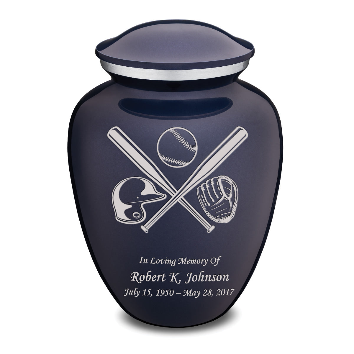 Adult Embrace Cobalt Blue Baseball Cremation Urn