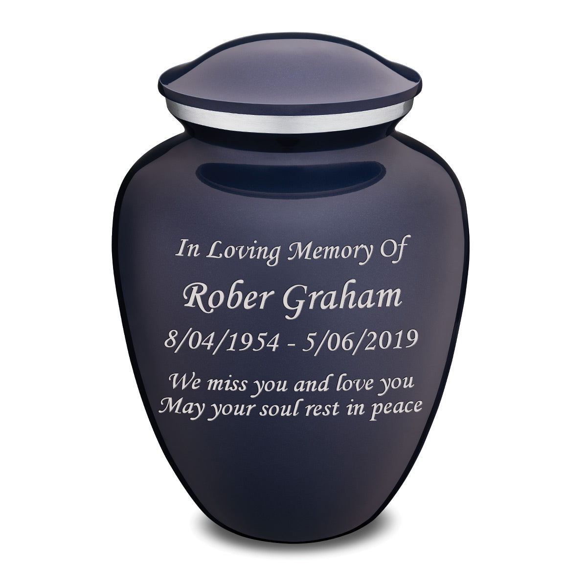Adult Embrace Cobalt Blue Custom Engraved Cremation Urn