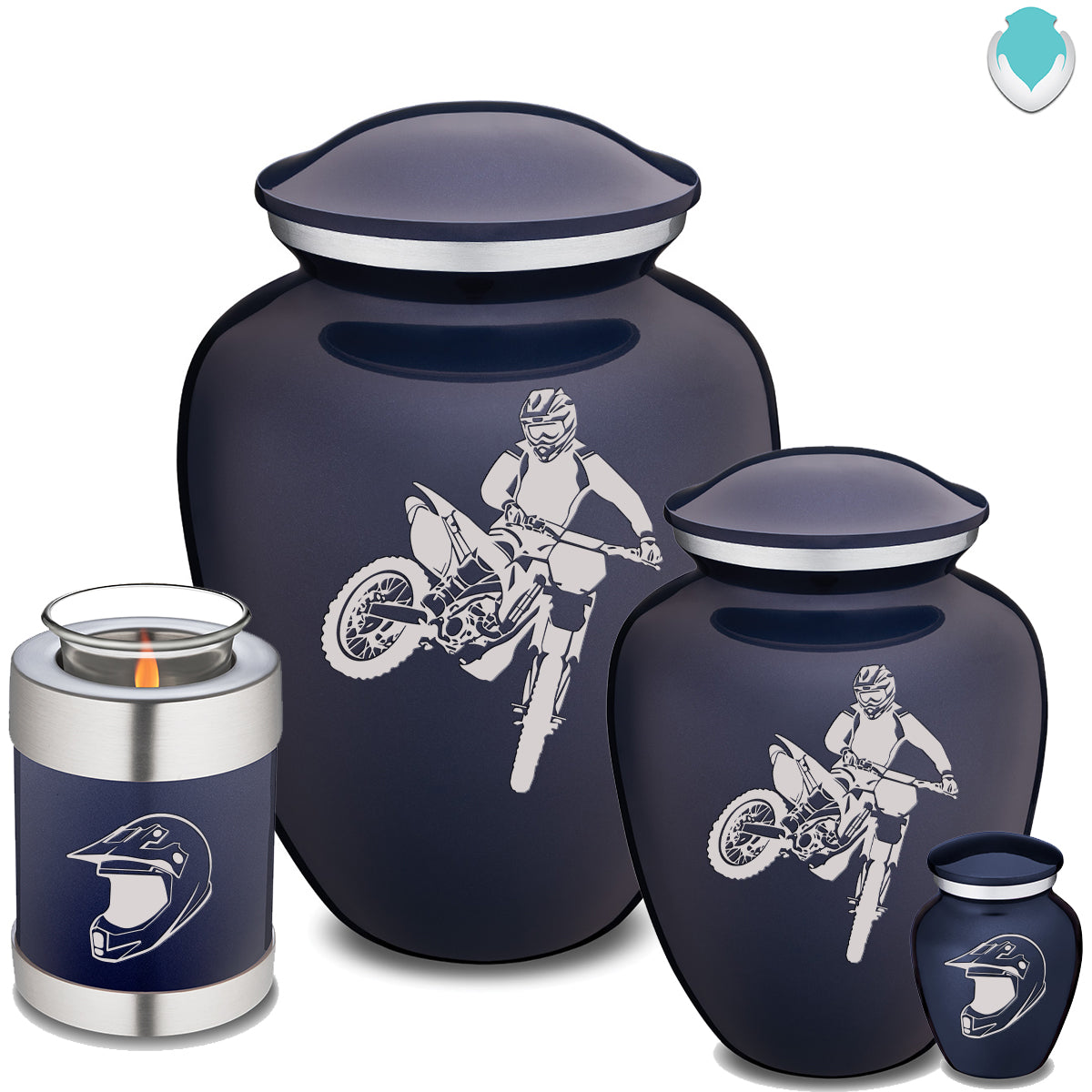 Adult Embrace Cobalt Blue Dirt Bike Cremation Urn