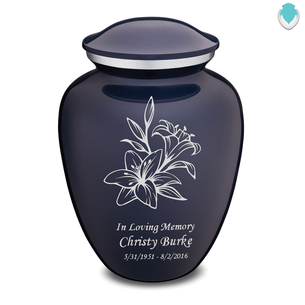 Adult Embrace Cobalt Blue Lily Cremation Urn