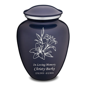 Adult Embrace Cobalt Blue Lily Cremation Urn