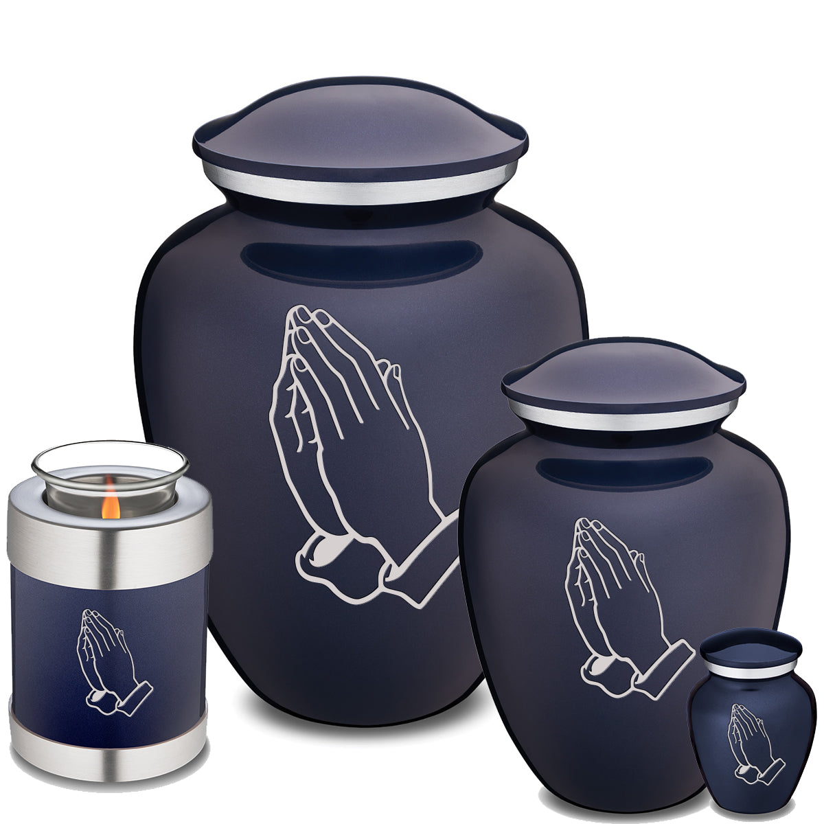 Keepsake Embrace Cobalt Blue Praying Hands Cremation Urn
