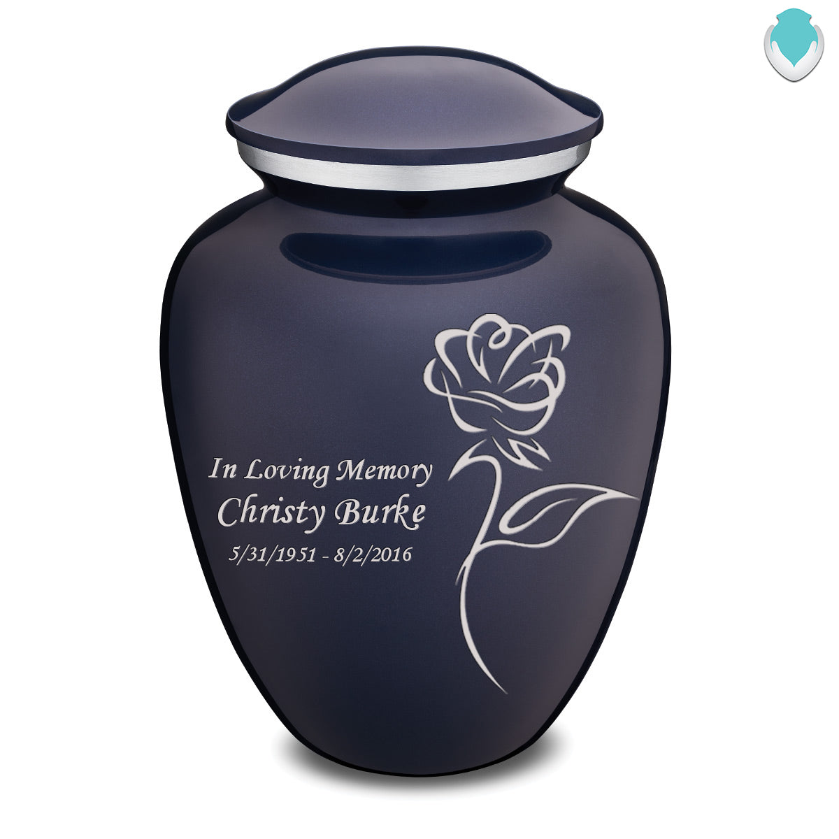 Adult Embrace Cobalt Blue Rose Cremation Urn