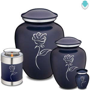 Candle Holder Embrace Cobalt Blue Rose Cremation Urn
