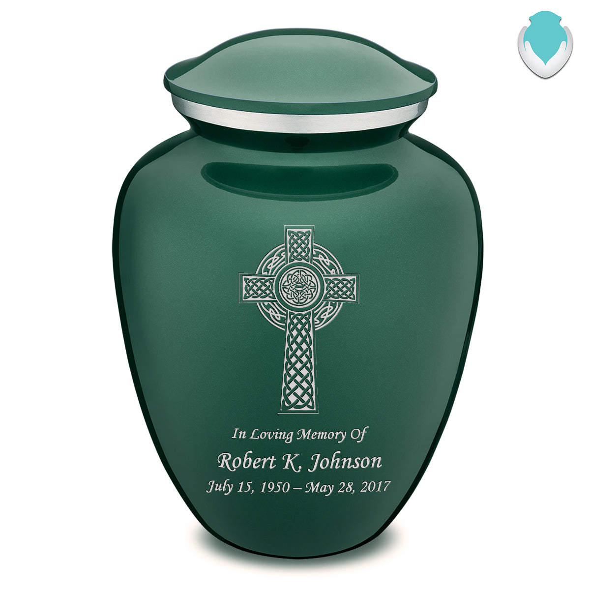 Adult Embrace Green Celtic Cross Cremation Urn