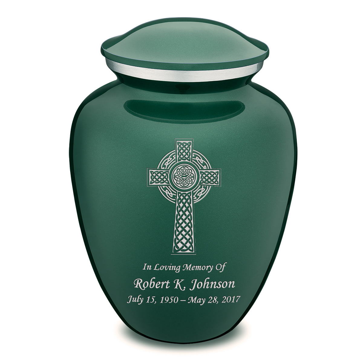 Adult Embrace Green Celtic Cross Cremation Urn