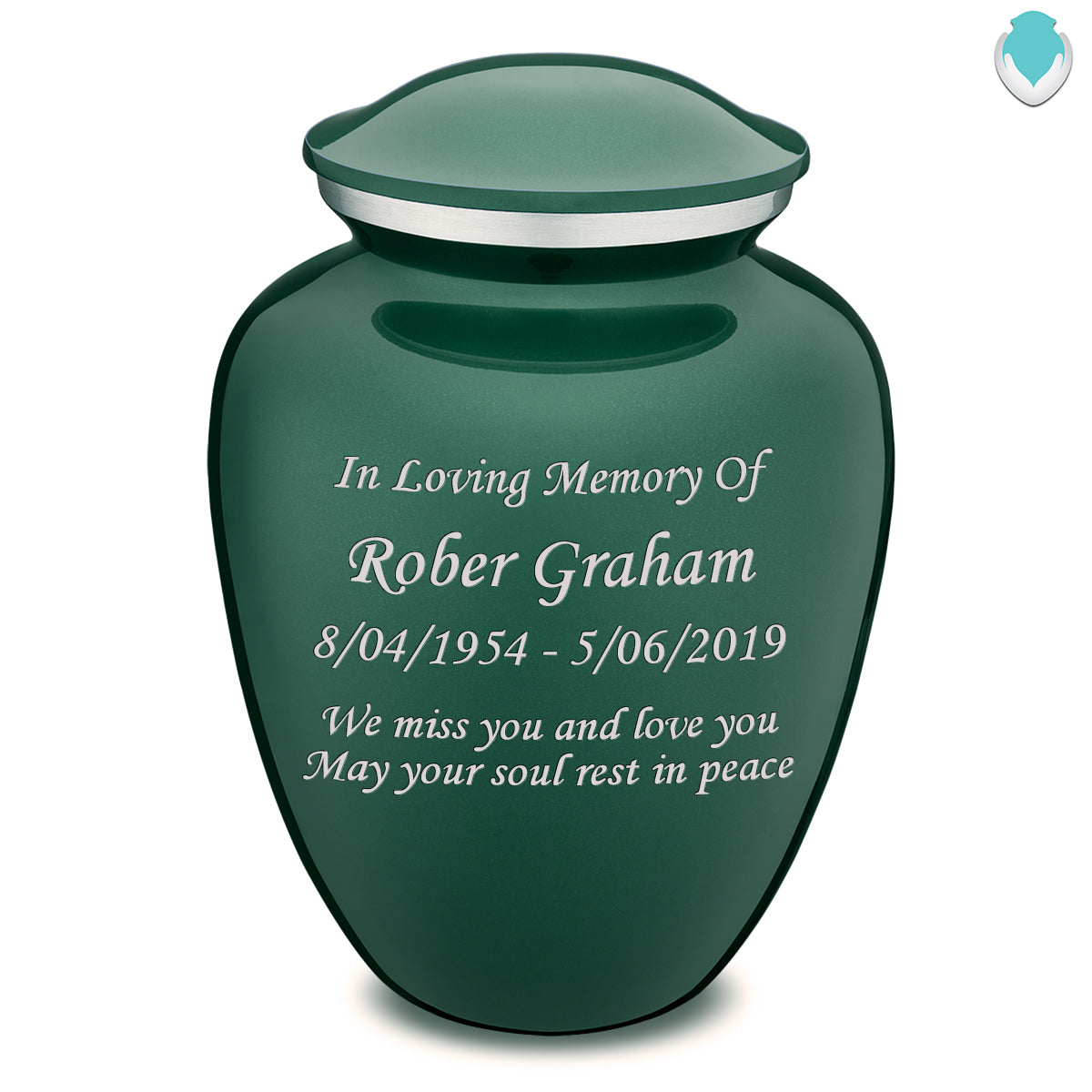 Adult Embrace Green Custom Engraved Cremation Urn
