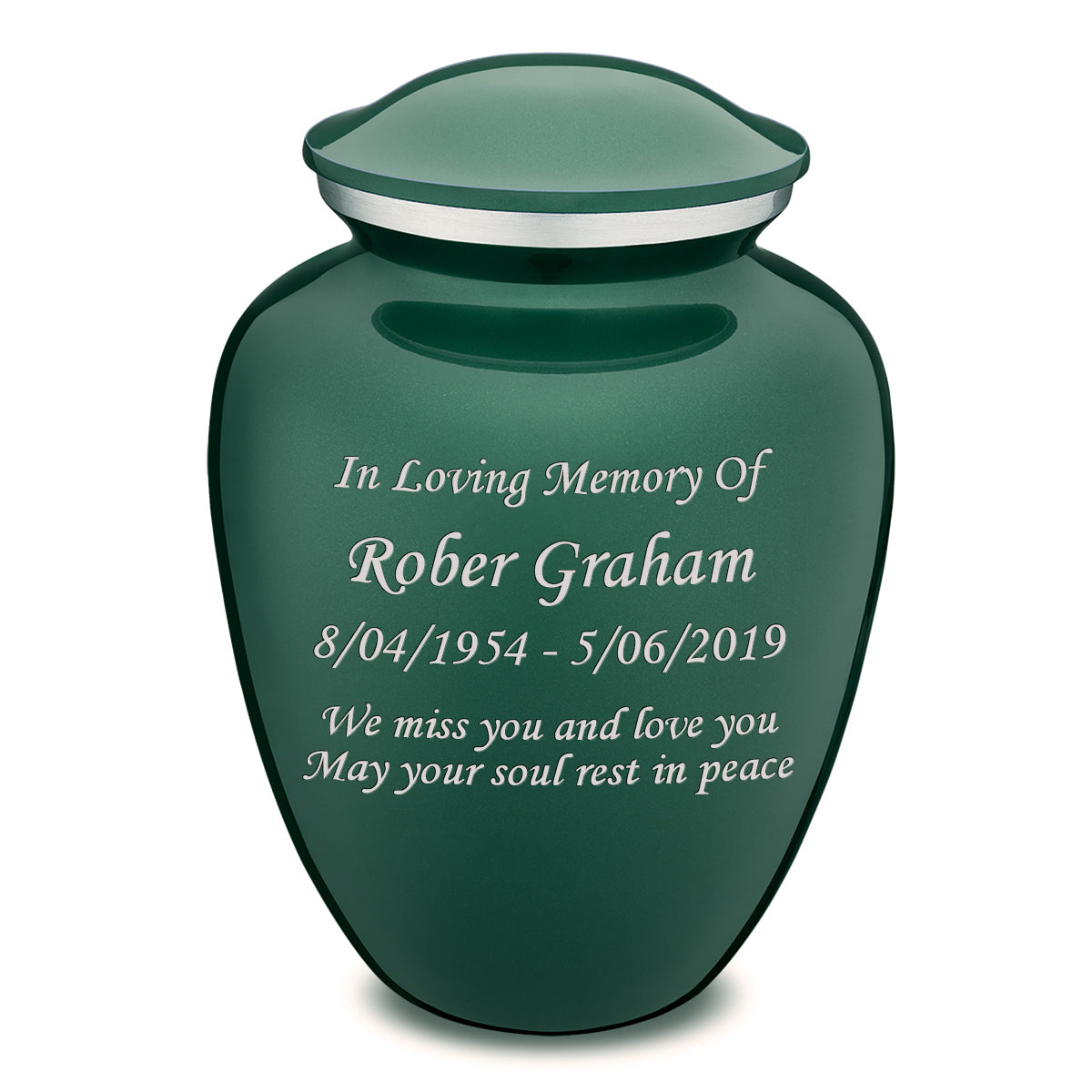 Adult Embrace Green Custom Engraved Cremation Urn
