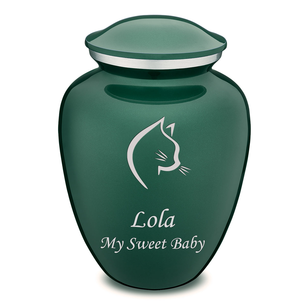 Large Embrace Green Cat Pet Cremation Urn