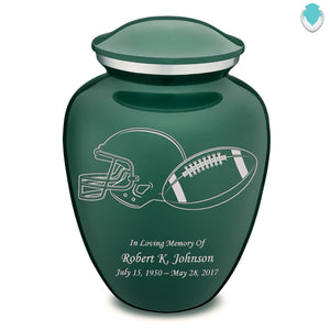 Adult Embrace Green Football Cremation Urn