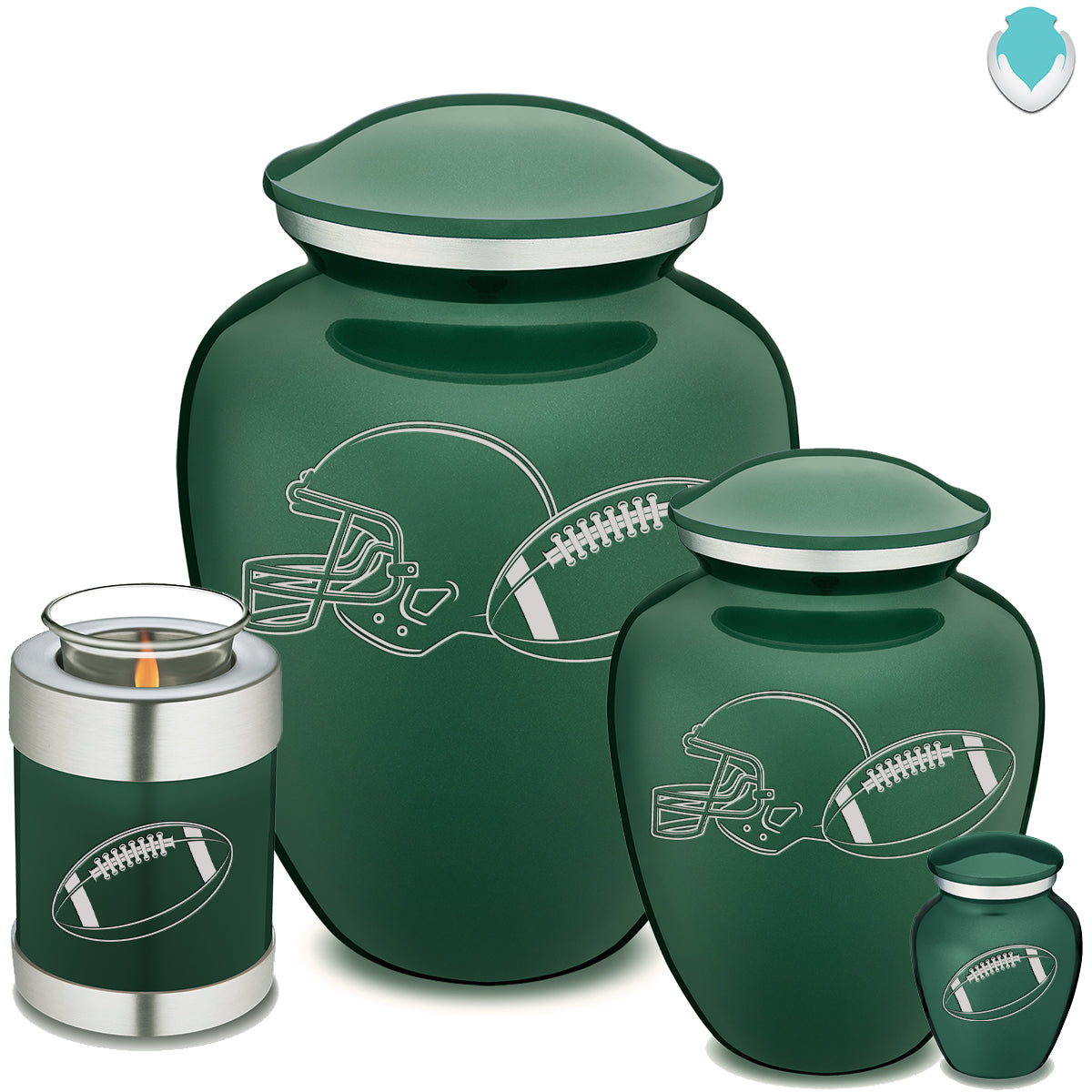 Candle Holder Embrace Green Football Cremation Urn