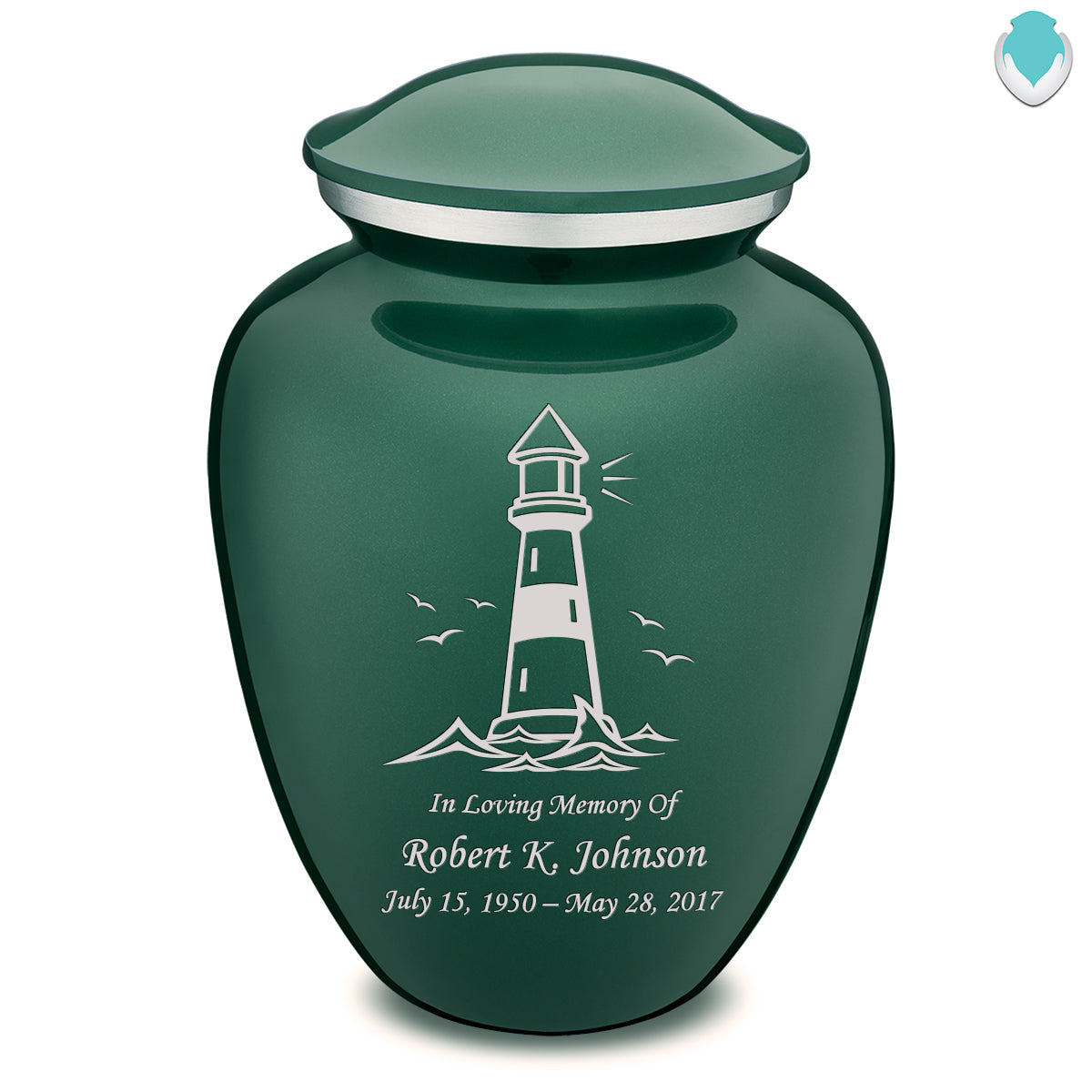 Adult Embrace Green Lighthouse Cremation Urn