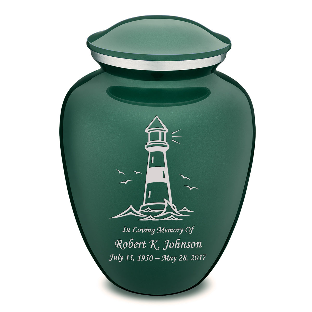 Adult Embrace Green Lighthouse Cremation Urn