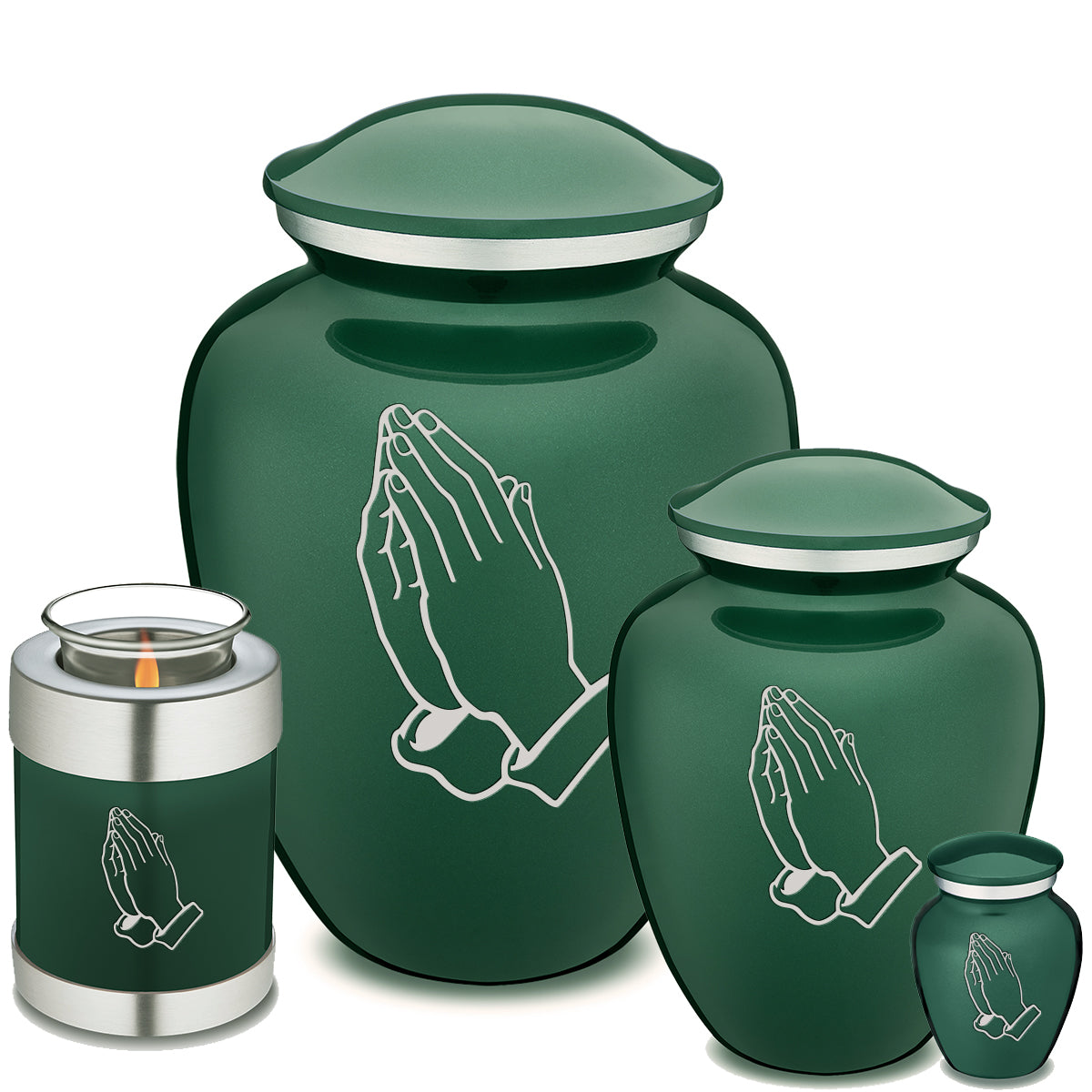Medium Embrace Green Praying Hands Cremation Urn