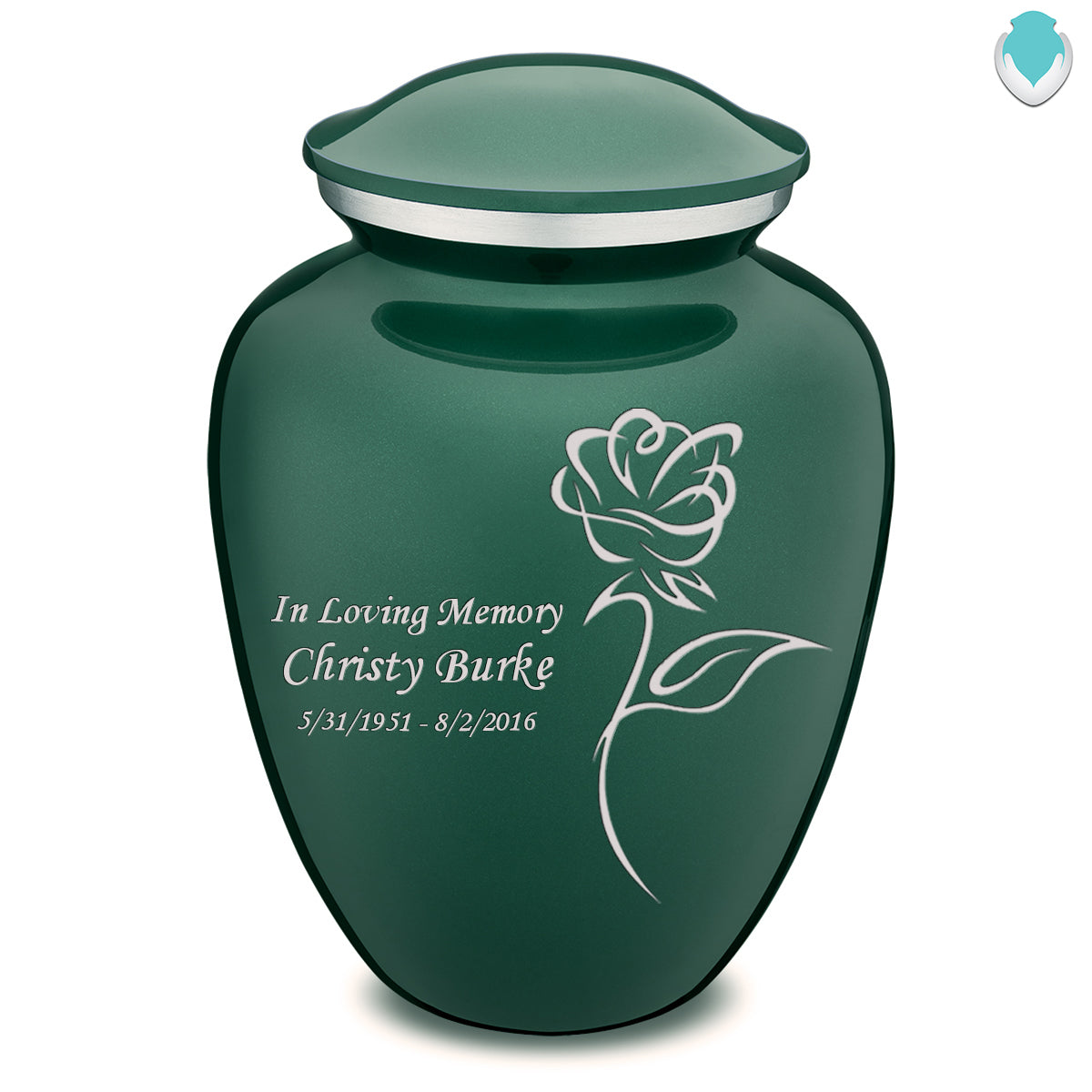 Adult Embrace Green Rose Cremation Urn