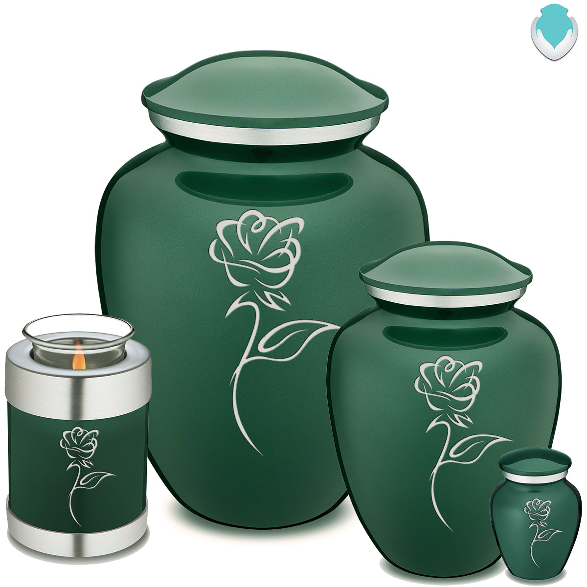 Medium Embrace Green Rose Cremation Urn