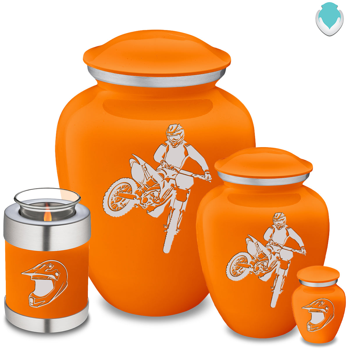 Medium Embrace Burnt Orange Dirt Bike Cremation Urn