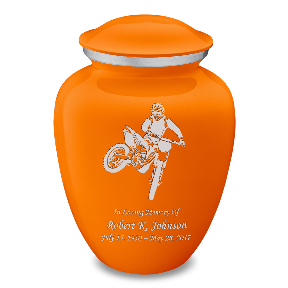 Adult Embrace Burnt Orange Dirt Bike Cremation Urn