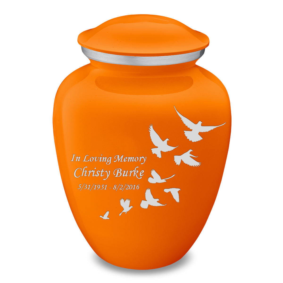 Adult Embrace Burnt Orange Doves Cremation Urn