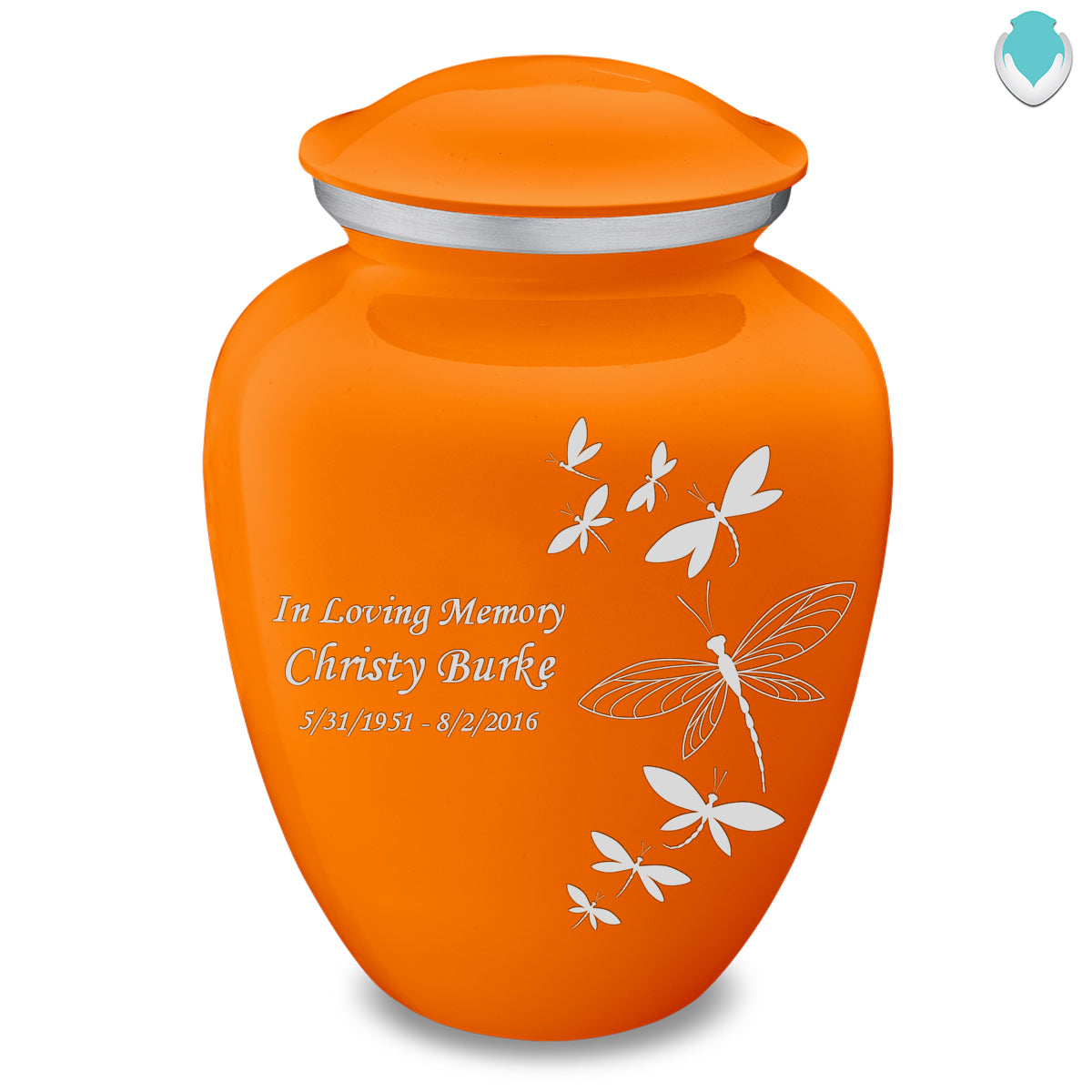 Adult Embrace Burnt Orange Dragonflies Cremation Urn