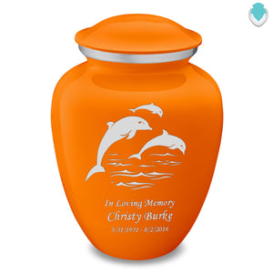 Adult Embrace Burnt Orange Dolphins Cremation Urn