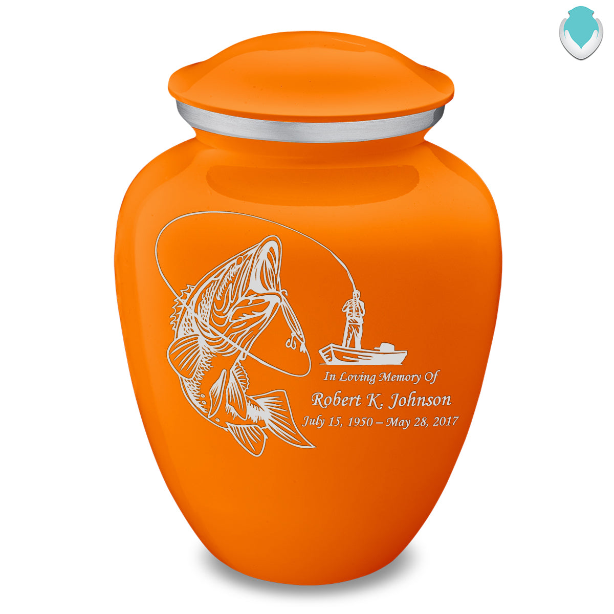 Adult Embrace Burnt Orange Fishing Cremation Urn