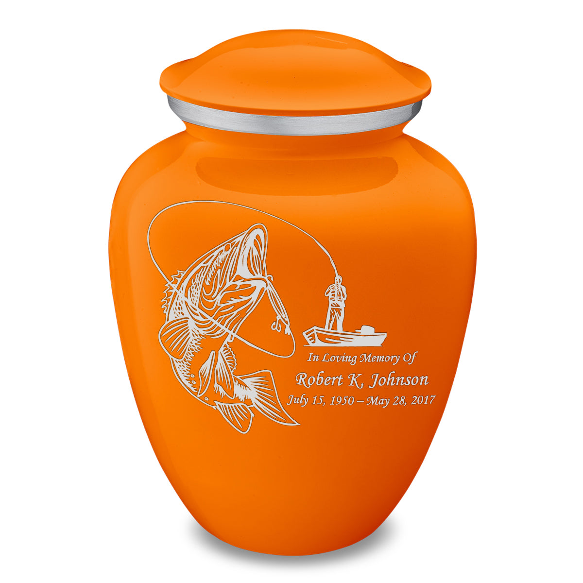 Adult Embrace Burnt Orange Fishing Cremation Urn