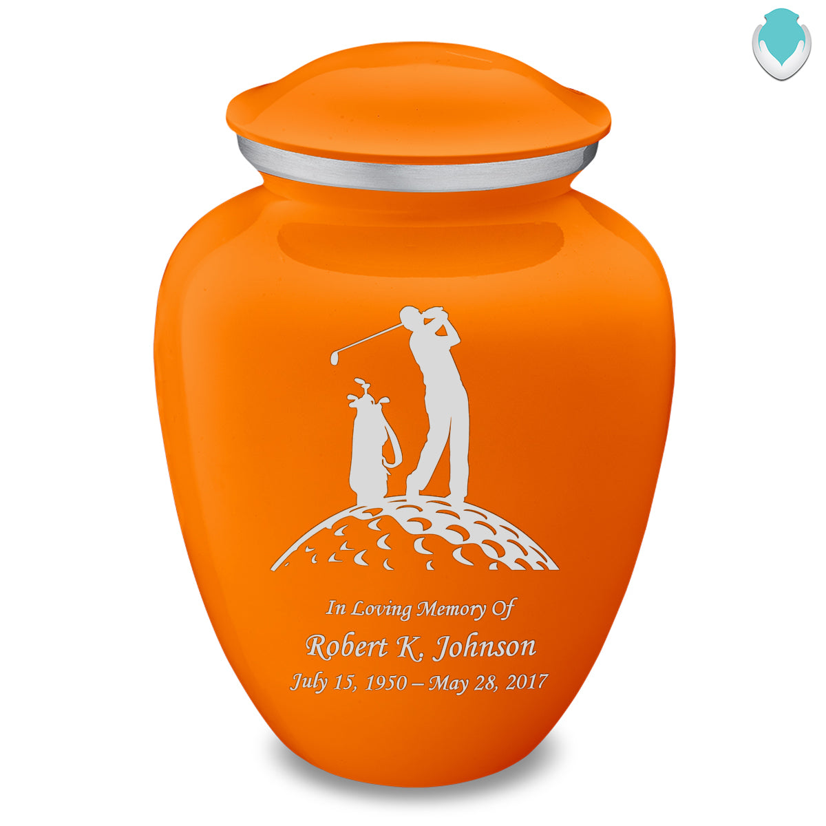 Adult Embrace Burnt Orange Golfer Cremation Urn