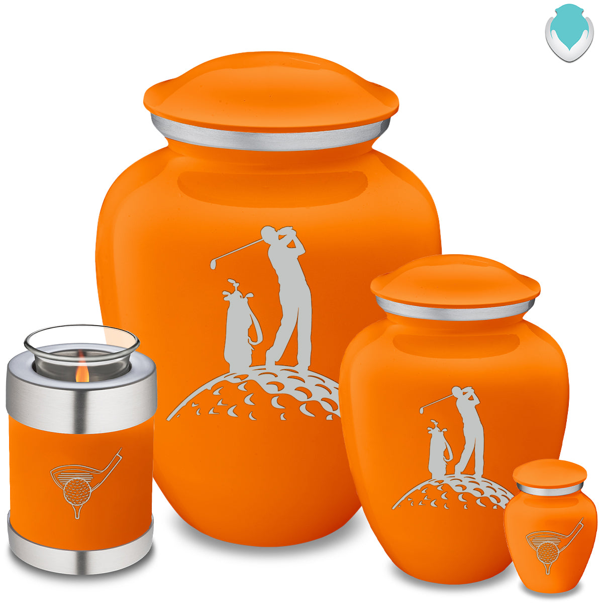 Adult Embrace Burnt Orange Golfer Cremation Urn