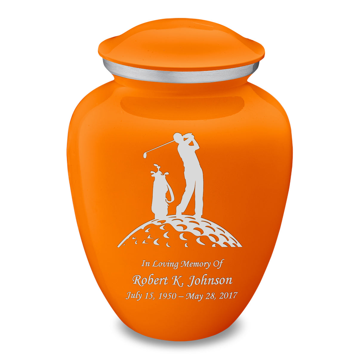 Adult Embrace Burnt Orange Golfer Cremation Urn