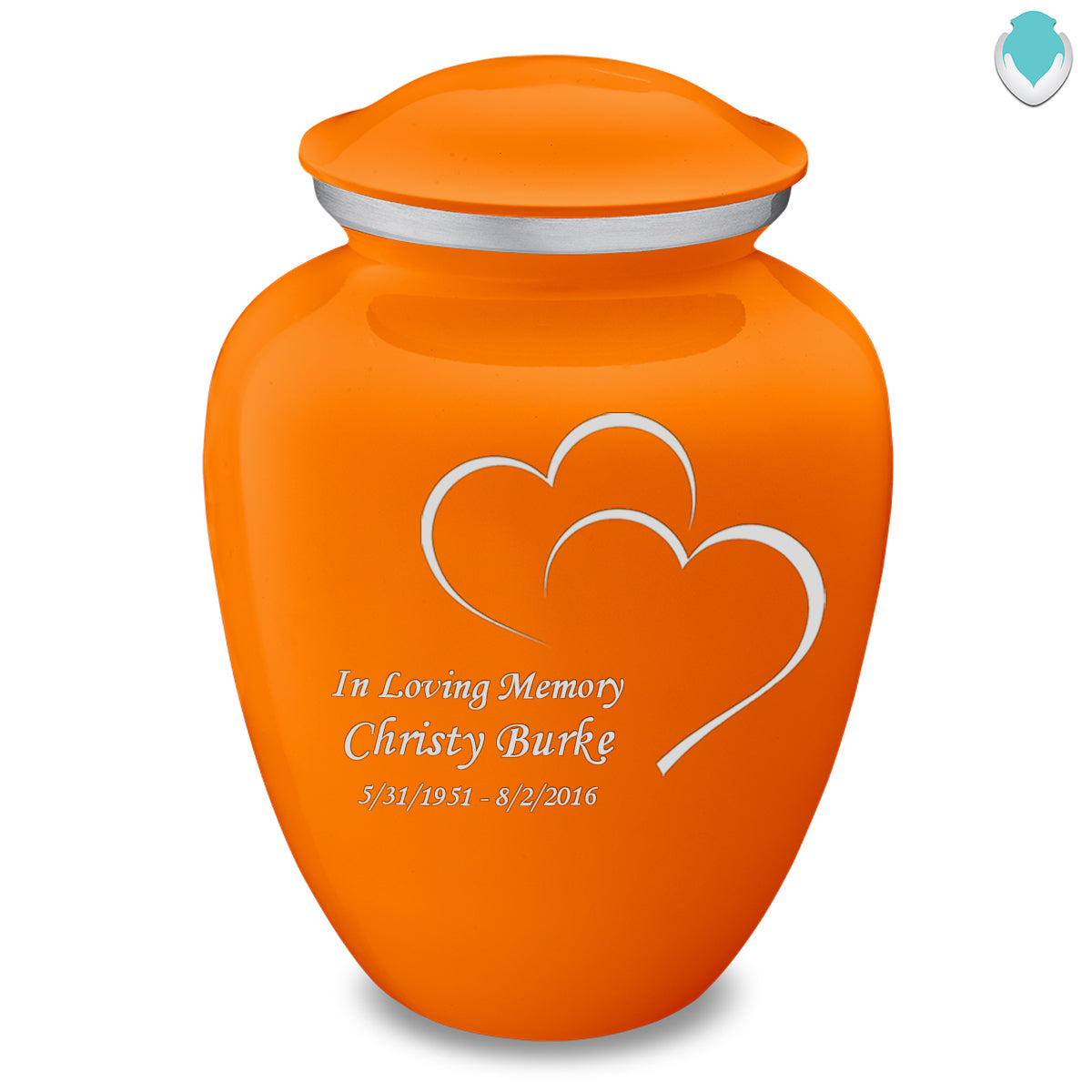 Adult Embrace Burnt Orange Hearts Cremation Urn