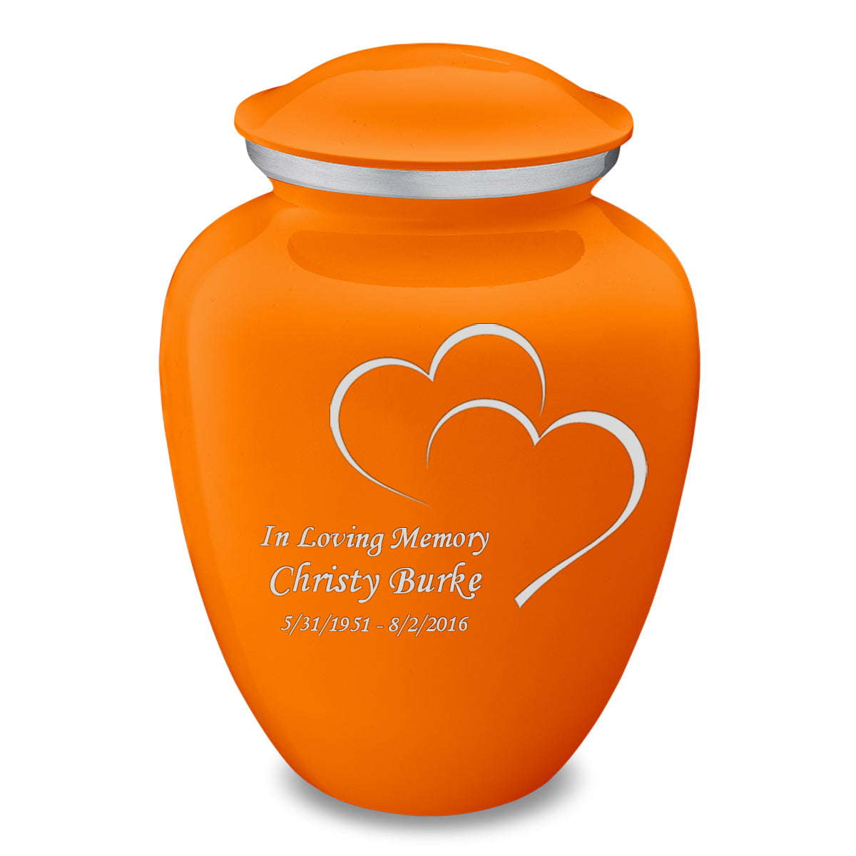 Adult Embrace Burnt Orange Hearts Cremation Urn