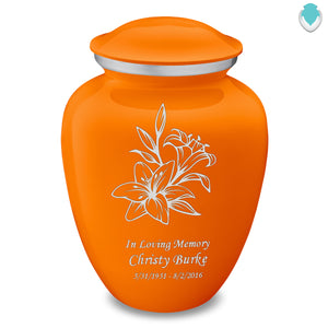 Adult Embrace Burnt Orange Lily Cremation Urn