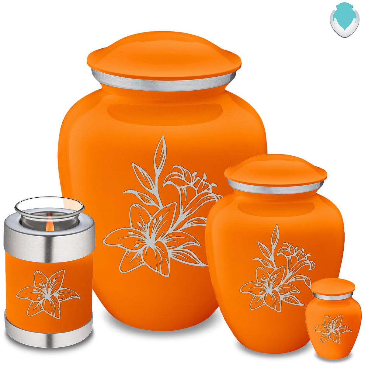 Candle Holder Embrace Burnt Orange Lily Cremation Urn