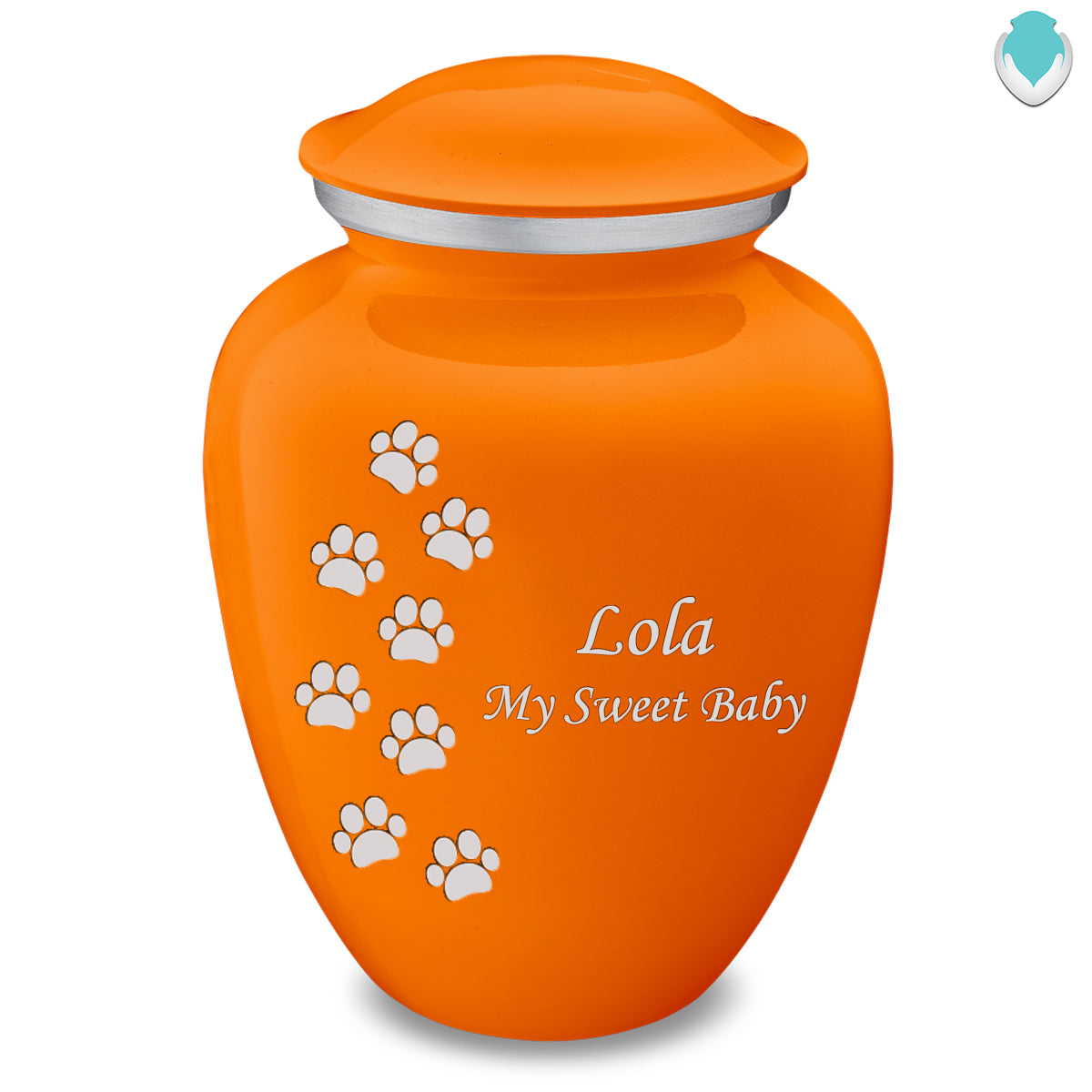 Large Embrace Burnt Orange Walking Paws Pet Cremation Urn