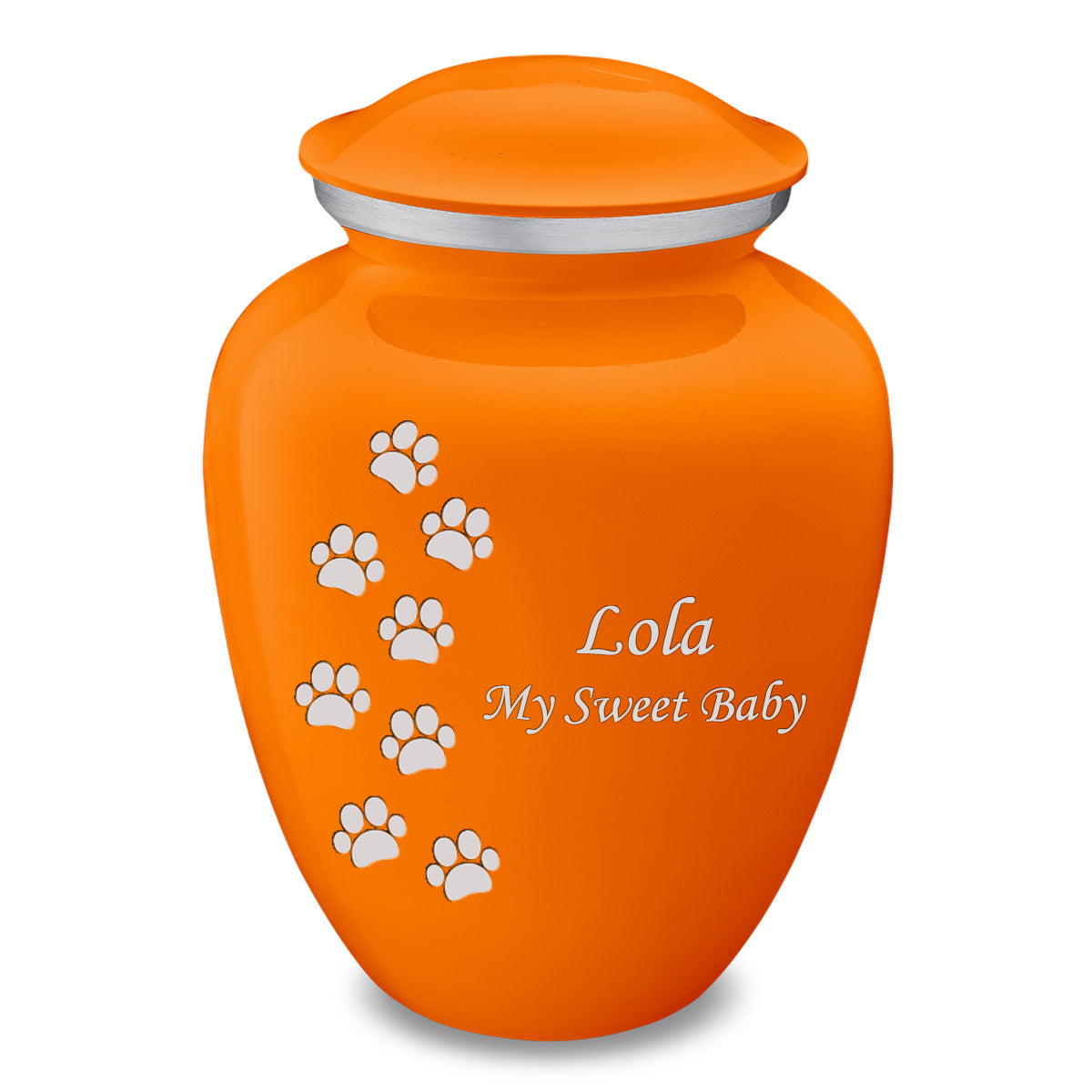 Large Embrace Burnt Orange Walking Paws Pet Cremation Urn