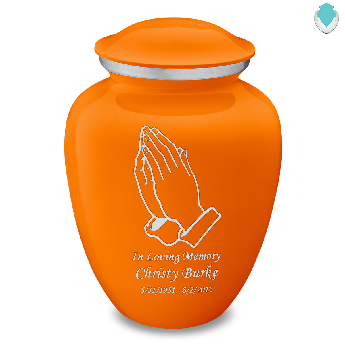 Adult Embrace Burnt Orange Praying Hands Cremation Urn