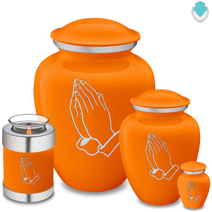 Candle Holder Embrace Burnt Orange Praying Hands Cremation Urn
