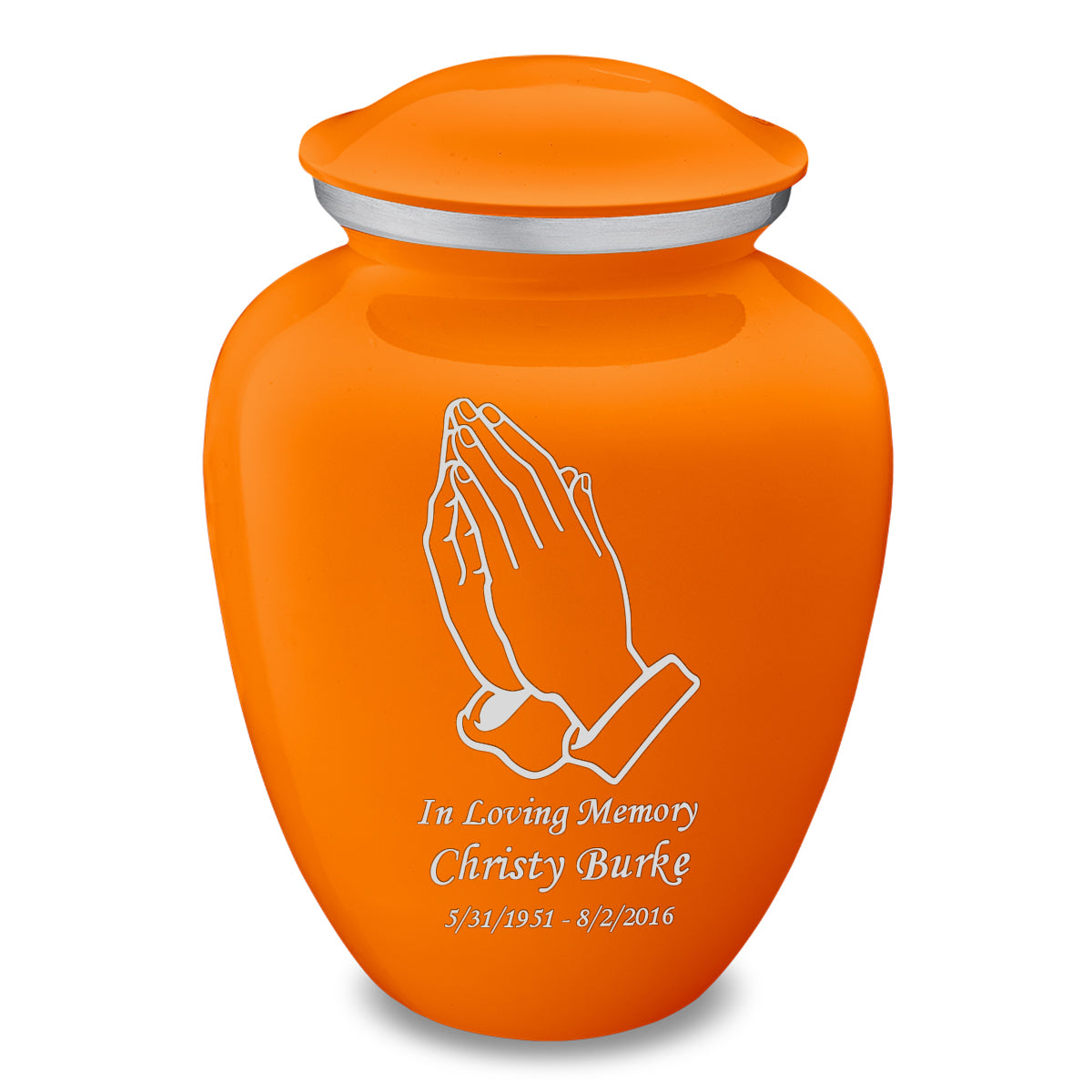 Adult Embrace Burnt Orange Praying Hands Cremation Urn