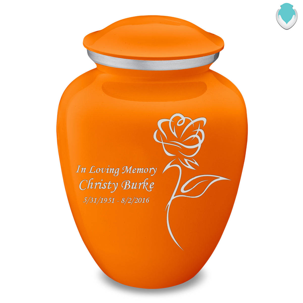 Adult Embrace Burnt Orange Rose Cremation Urn
