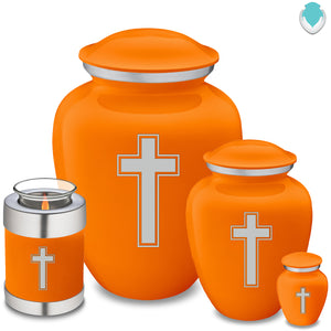 Keepsake Embrace Burnt Orange Simple Cross Cremation Urn