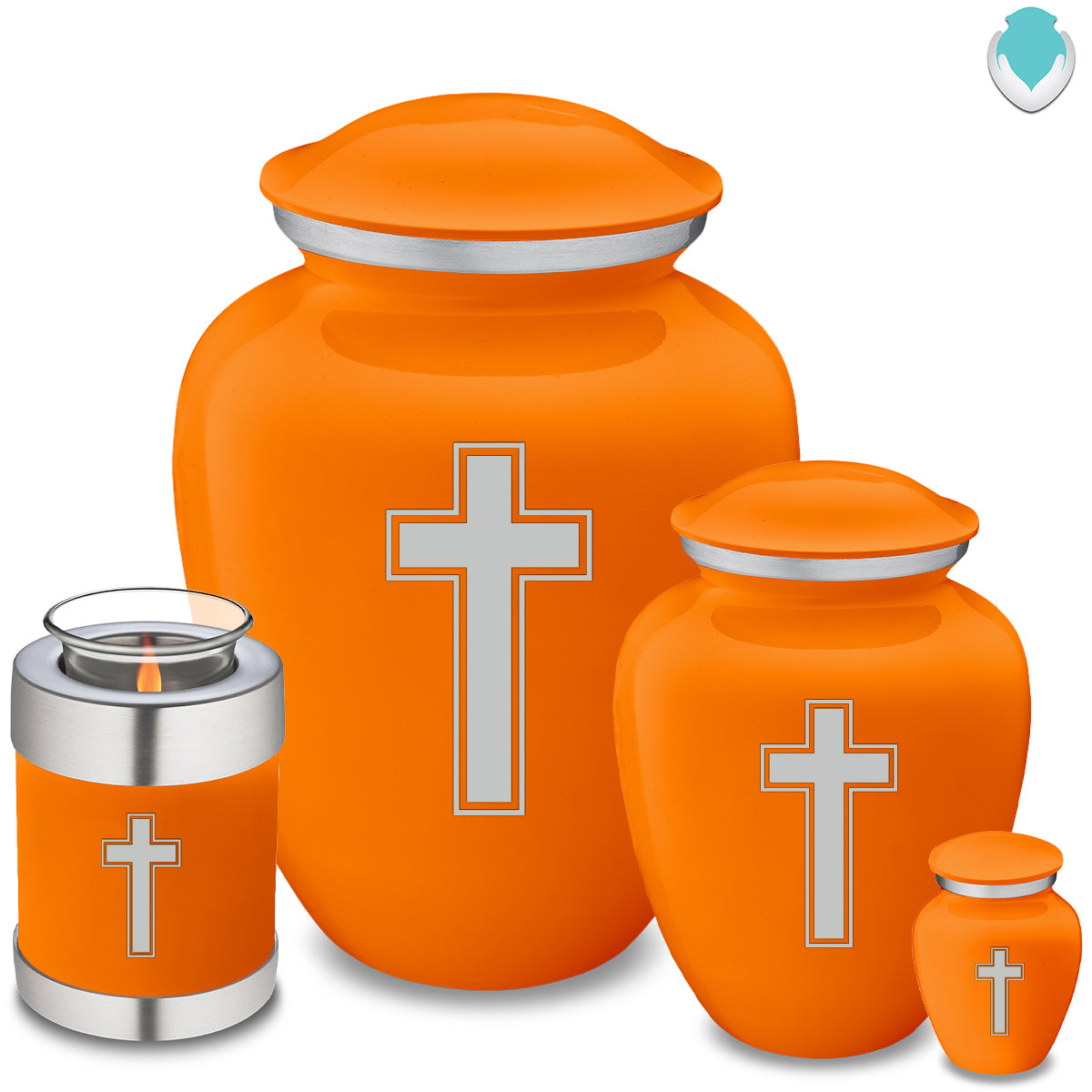 Candle Holder Embrace Burnt Orange Simple Cross Cremation Urn