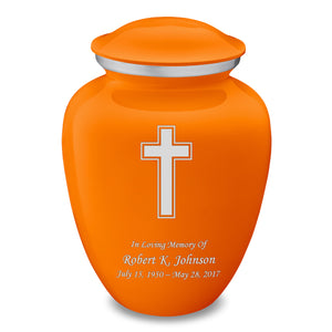 Adult Embrace Burnt Orange Simple Cross Cremation Urn