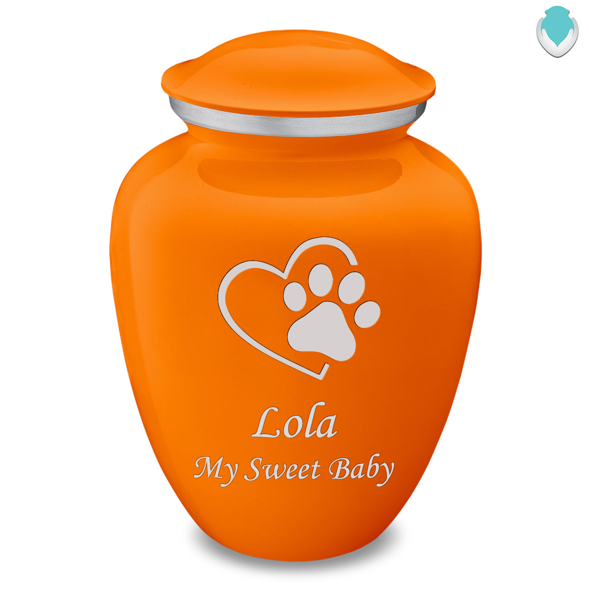 Large Embrace Burnt Orange Single Paw Heart Pet Cremation Urn