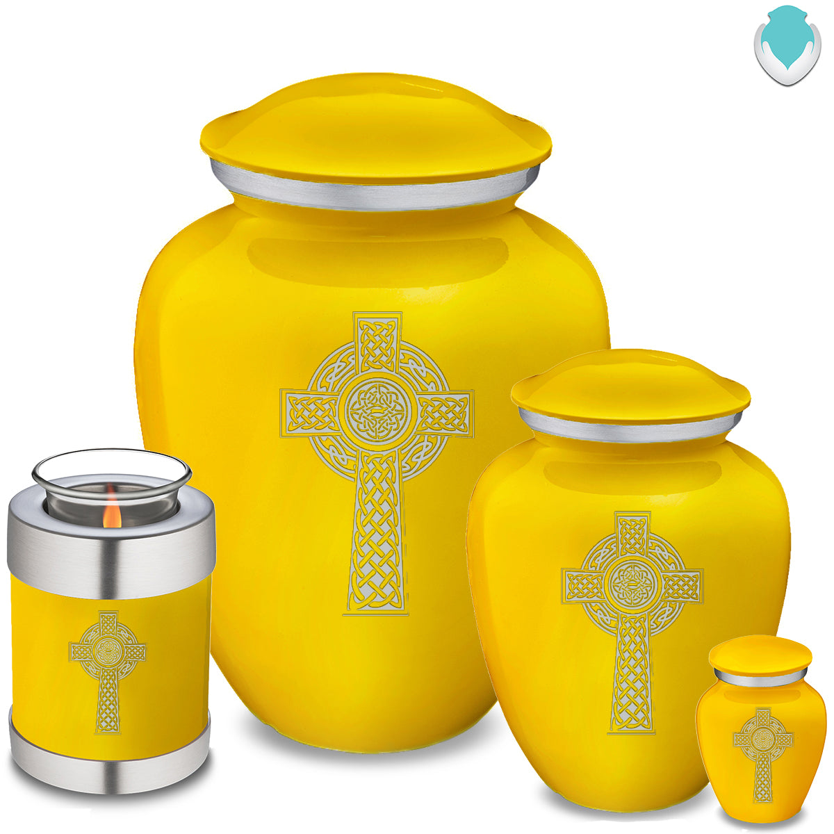 Adult Embrace Yellow Celtic Cross Cremation Urn