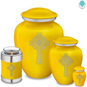 Candle Holder Embrace Yellow Celtic Cross Cremation Urn